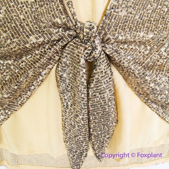 New! Free People  Lost In Your Light Sequin Tie Front Women's Top, size‎ XL - Picture 5 of 14